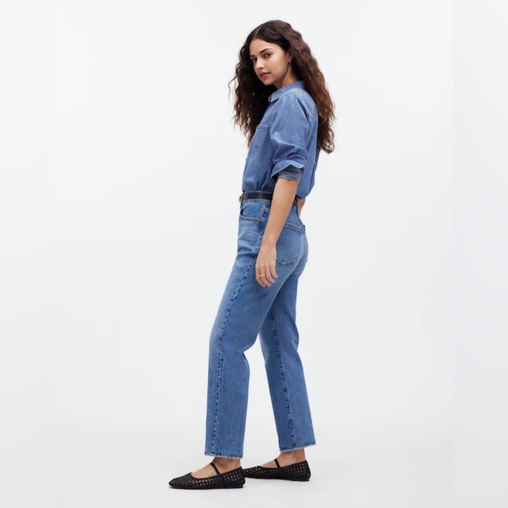 Nwt Madewell 90's straight leg crop Blue Denim Jeans - Picture 2 of 13